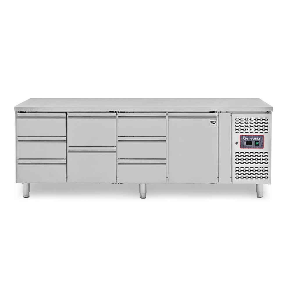 Kühltisch, 1 Tür, 8 Schubladen, Tiefe 700 mm, -2°C/+8°C