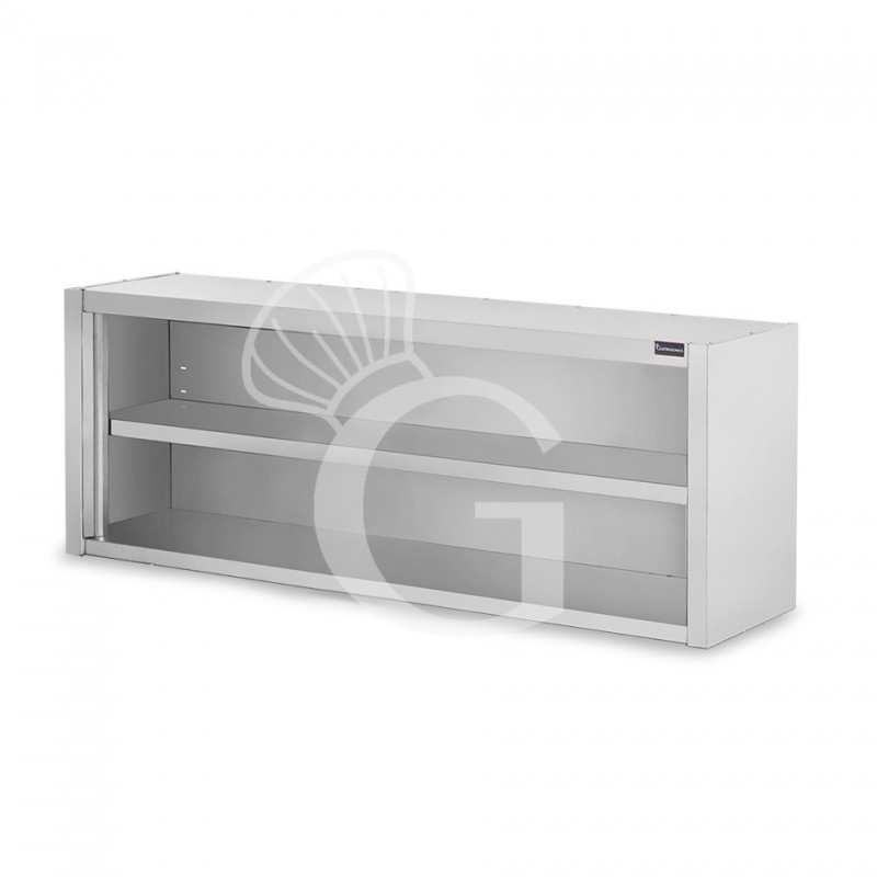 Offener Wandhängeschrank, Edelstahl, 1 Zwischenboden, B 1900 mm x T 400 mm x H 660 mm