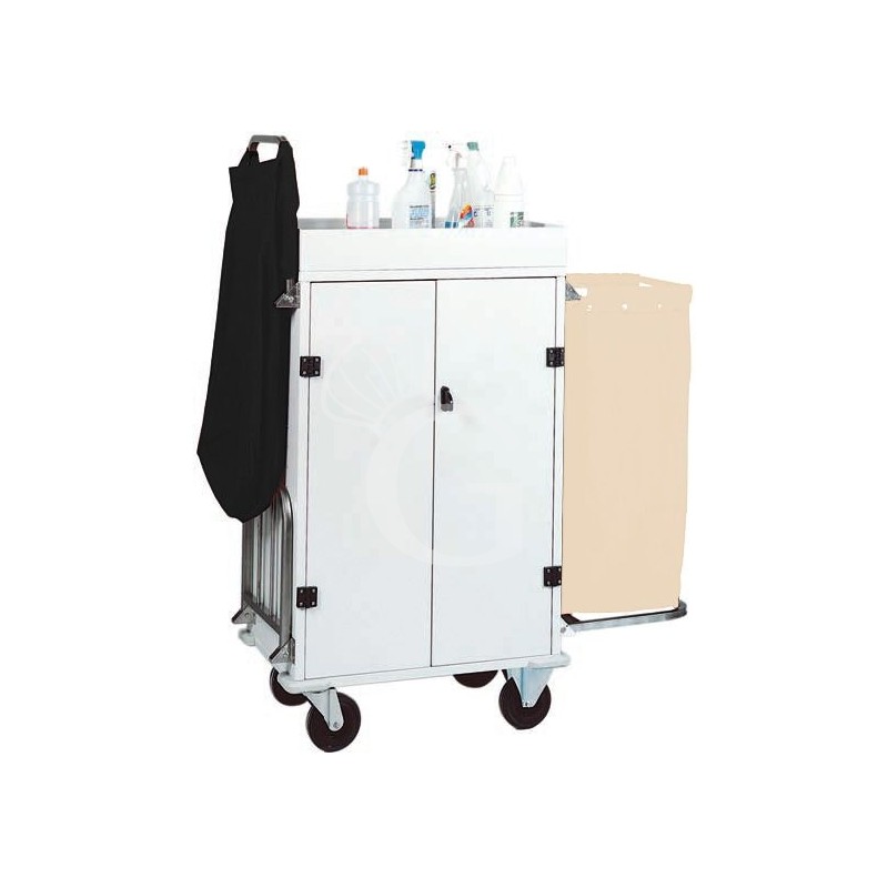 Stationswagen mit Wäschesammler, pulverbeschichtetes Metall, B 800 mm x T 500 mm x H 1580 mm