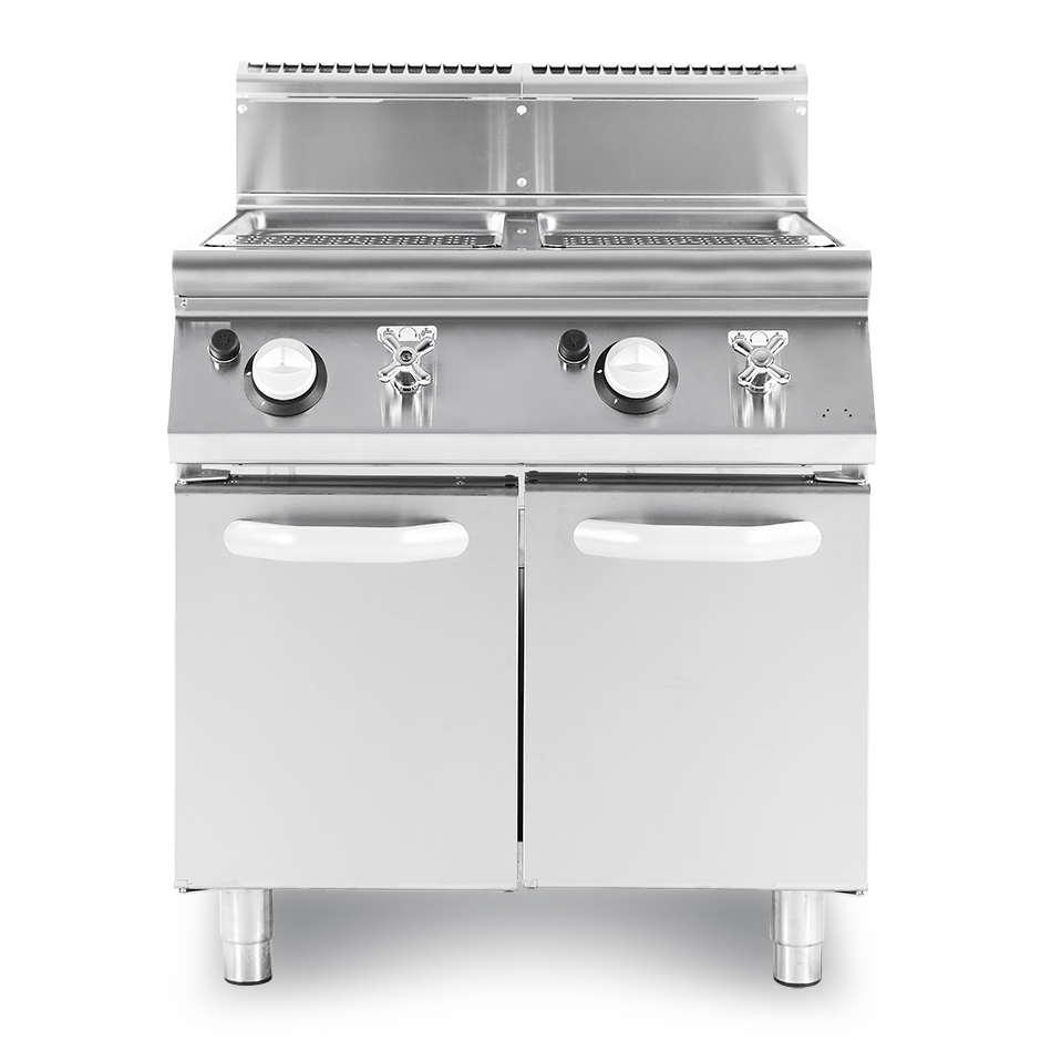 Profi Gas-Nudelkocher, 2 Becken (2 x 40 Liter) mit Schrank (B 800 mm x T 900 mm x H 870 mm)