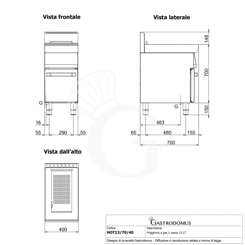 Profi Gas-Fritteuse mit 1 Becken (13 Liter) und Schrank, Standgerät, 11kW