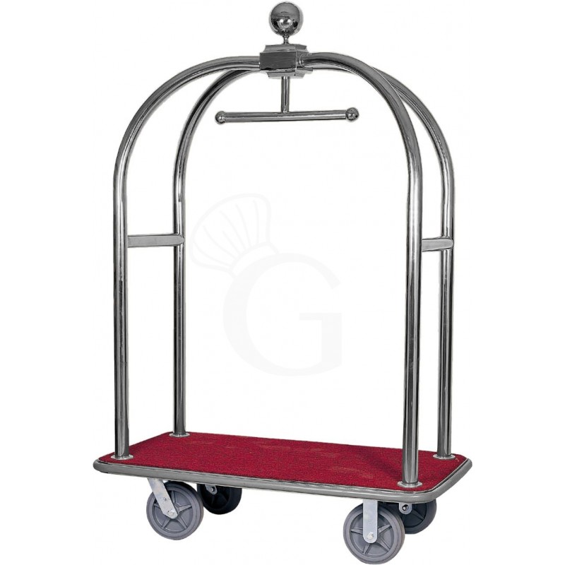 Gepäckwagen mit Kleiderstange aus Edelstahl, B 1240 mm x T 640 mm x H 1900 mm