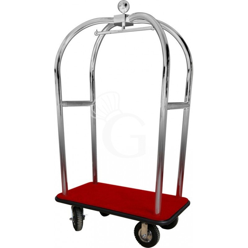 Gepäckwagen mit Kleiderstange aus Edelstahl, B 1100 mm x T 620 mm x H 1980 mm