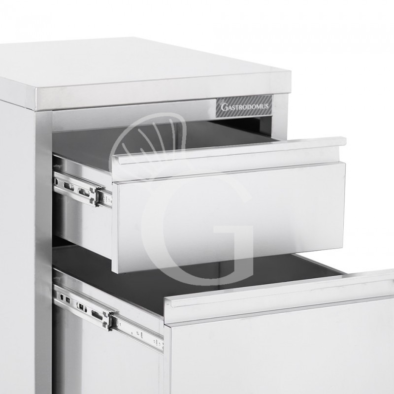Schrank mit Schublade, Edelstahl, Flaschenhalter, B 500 X T 700 X H 850 mm