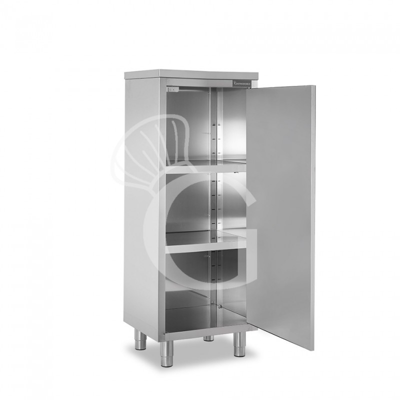 Edelstahlschrank, 1 Flügeltür, 2 Zwischenböden, B 500 mm x T 500 mm x H 1500 mm