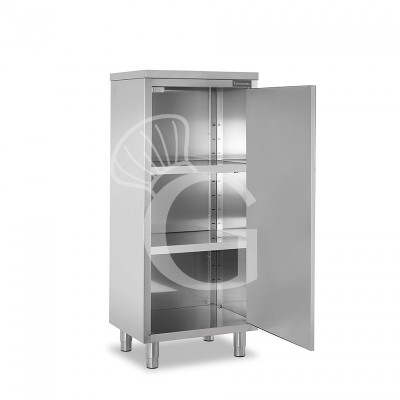 Edelstahlschrank, 1 Flügeltür, 2 Zwischenböden, B 600 mm x T 600 mm x H 1500 mm