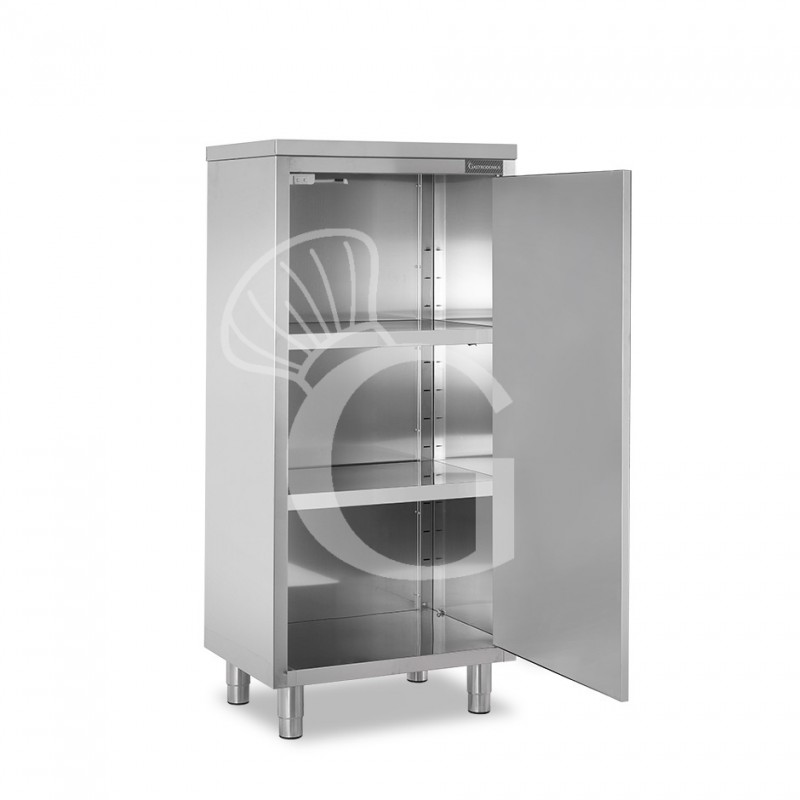 Edelstahl Mehrzweckschrank, 1 Flügeltür, 2 Einlegeböden, B 700 mm x T 600 mm x H 1500 mm