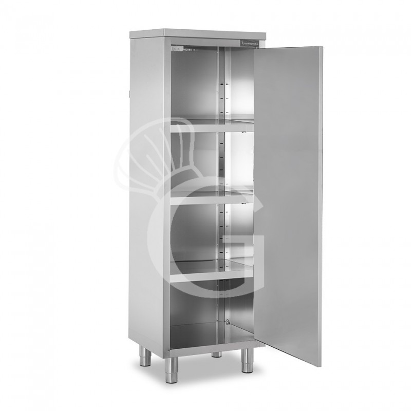 Edelstahl Hochschrank, 1 Flügeltür, 3 Einlegeböden, B 500 mm x T 700 mm x H 1800 mm