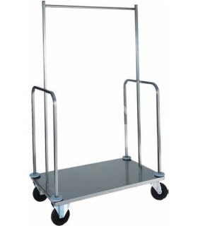 Edelstahl Kleiderständer auf Rollen, mit Ablage, B 1000 mm x T 560 mm x H 1600 mm