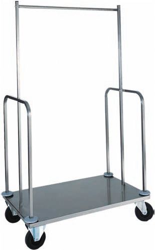 Edelstahl Kleiderständer auf Rollen, mit Ablage, B 1000 mm x T 560 mm x H 1600 mm