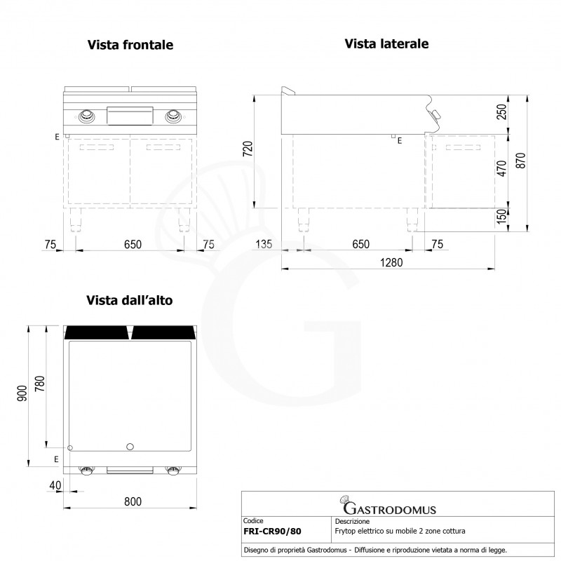 Elektro Bratplatte - glatt, verchromt, offener Unterbau, 2 Kochzonen, T 900 mm, 21000 W, dreiphasig