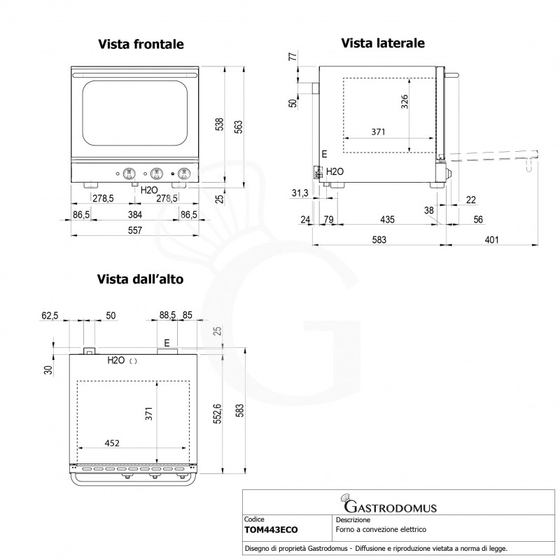 Elektro Heißluftofen für Brioches und Croissants, Klapptür, mechanische Steuerung, 4 Backbleche (433x333 mm), 2,8 kW