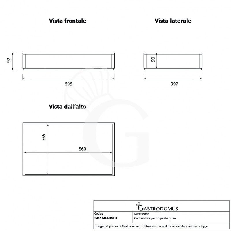 copy of Scatola pasta pizza 14 litri - 600 x 400 x H 70 mm