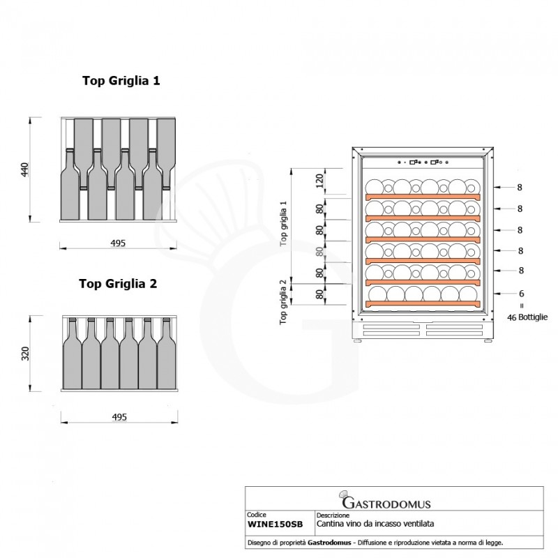 copy of Espositore refrigerato per vino - 3+1 ripiani cromati - capacità 85 LT - temp. + 4° C / + 10° C