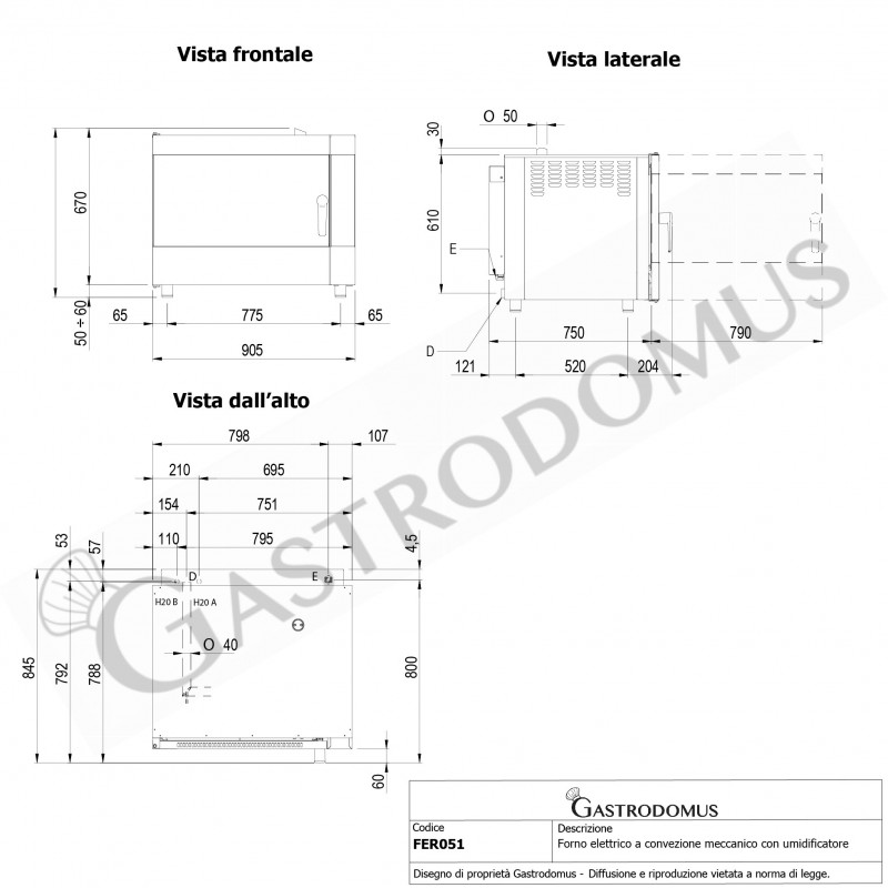 Gastro Heißluftofen, elektrisch, Luftbefeuchter, elektromechanische Steuerung, für 5 600x400mm oder 5 GN1/1 Backbleche