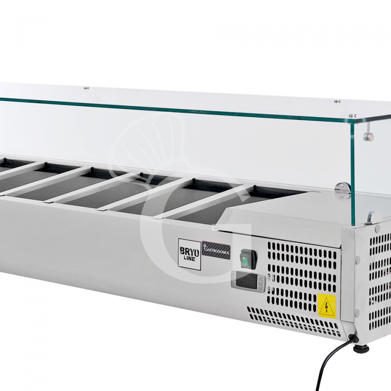 Pizza-Kühlaufsatzvitrine, Länge 1200 mm, für 3 GN1/3 Behälter + 1 GN1/2 Behälter