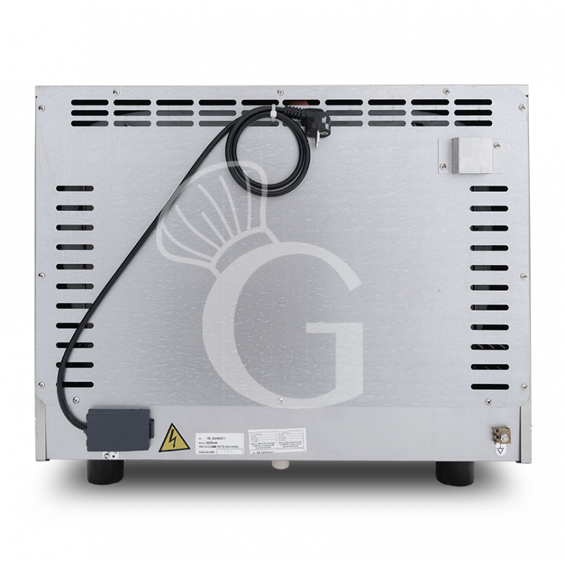 Elektro Heißluftofen, für die Bäckerei, Luftbefeuchter, Klapptür, mechanische Steuerung, einphasig, 4 Backbleche (600x400 mm)