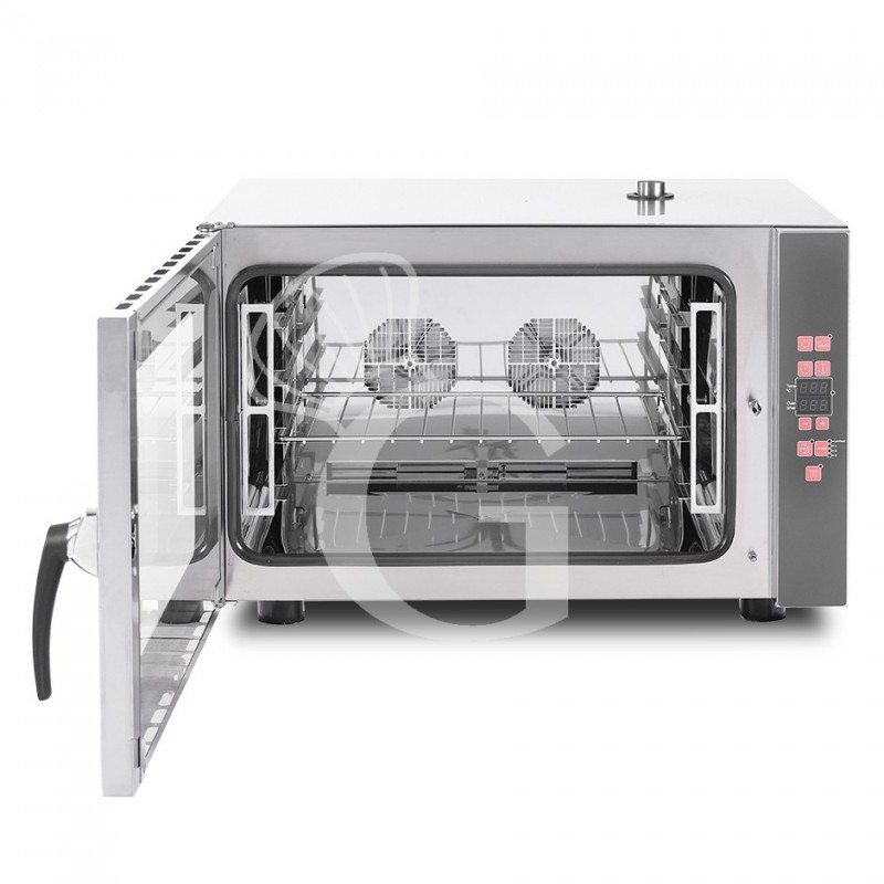Gastro Heißluftofen, elektrisch, Luftbefeuchter, Flügeltür, digitale Steuerung, dreiphasig, 4 Backbleche GN1/1 (530 x 325 mm)