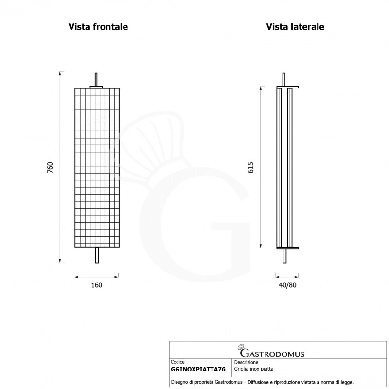 Flachkorb für Hähnchengrill, Edelstahl, Länge 760 mm
