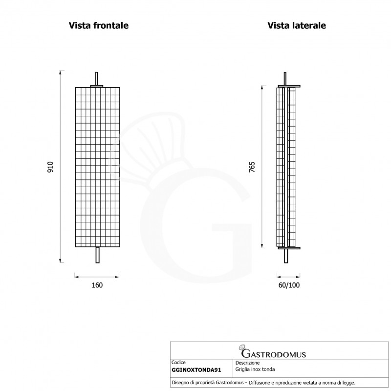 Grillkorb, Edelstahl, abgerundet, Länge 910 mm