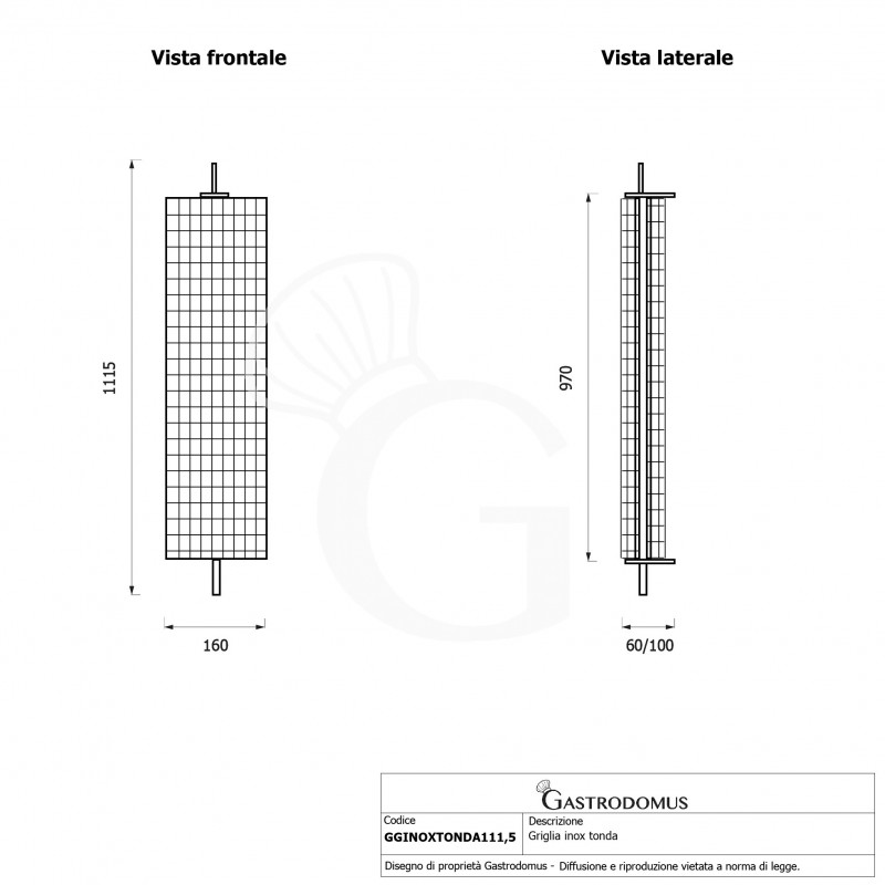 Grillkorb, Edelstahl, abgerundet, Länge 1115 mm