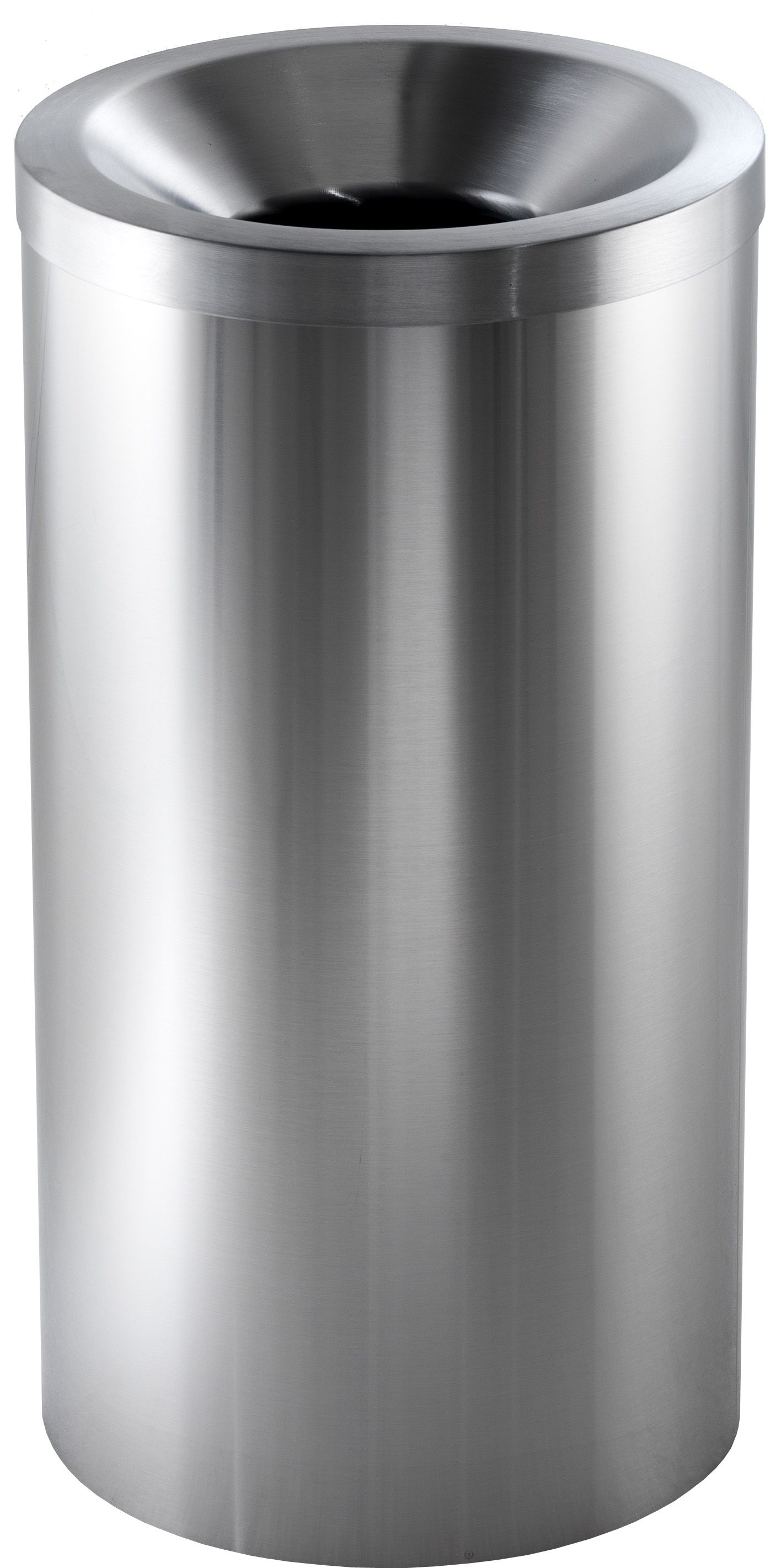 Sicherheitspapierkorb, satiniertes Edelstahl, Ø 310 mm, 50 Liter