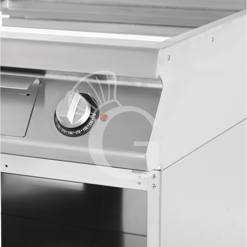 Elektro Bratplatte - glatt, verchromt, offener Unterbau, 2 Kochzonen, T 900 mm, 21000 W, dreiphasig