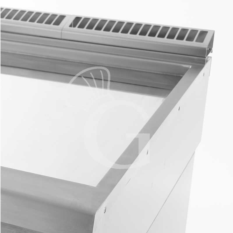 Elektro Bratplatte - glatt, verchromt, offener Unterbau, 2 Kochzonen, T 900 mm, 21000 W, dreiphasig