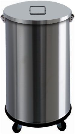 Abfalleimer mit Räder, Edelstahl, Ø 390 mm, 63 Liter