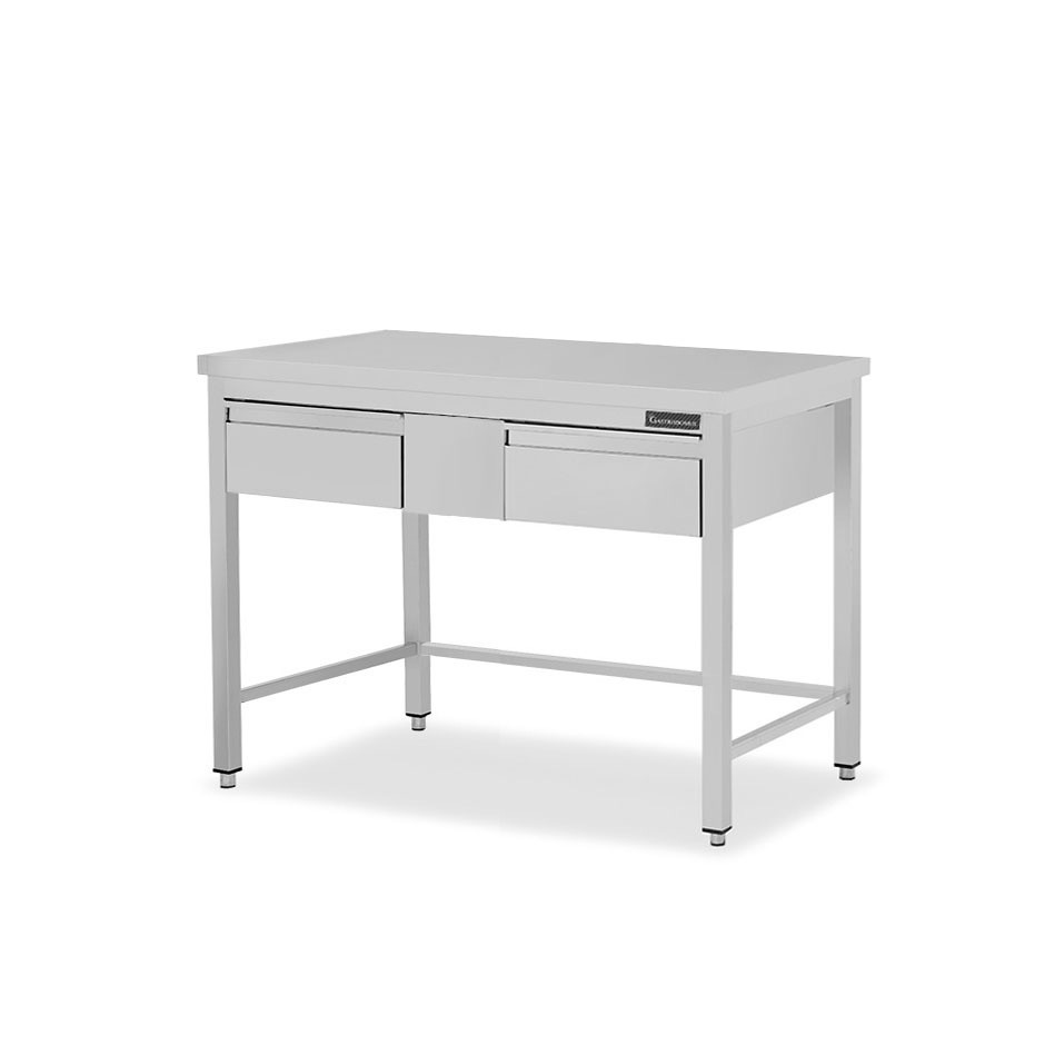 copy of Tavolo semplice in acciaio inox con 2 cassetti e misure L 1200 mm x P 800 mm x H 850 mm