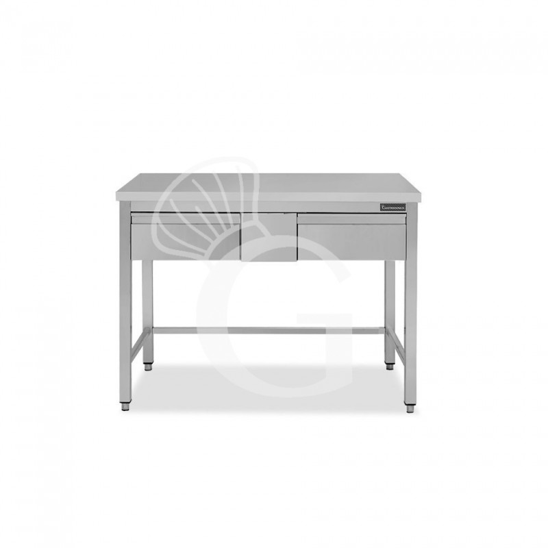 copy of Tavolo semplice in acciaio inox con 2 cassetti e misure L 1200 mm x P 800 mm x H 850 mm