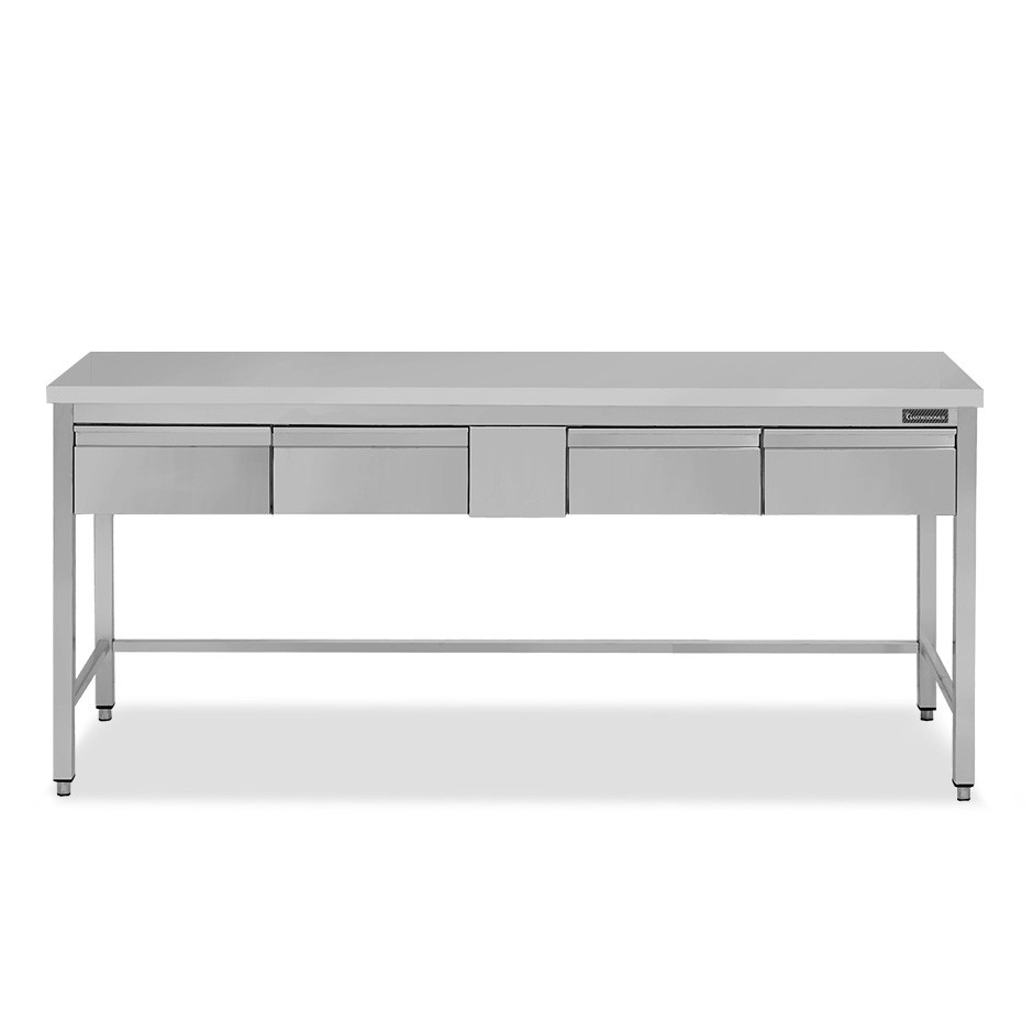 copy of Tavolo semplice in acciaio inox con 4 cassetti e misure L 1800 mm x P 800 mm x H 850 mm