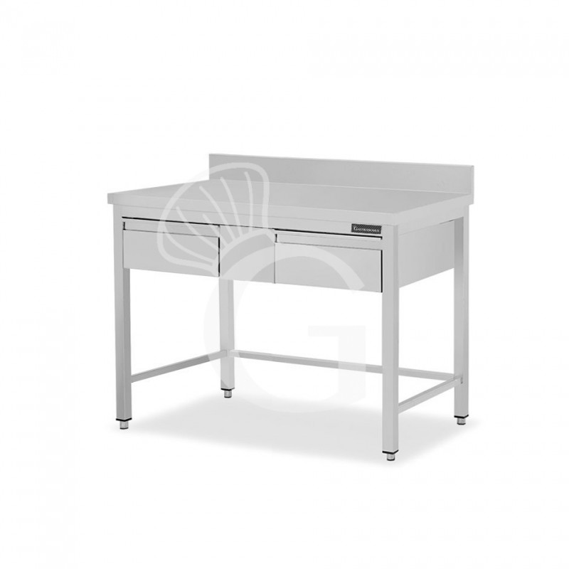 copy of Tavolo semplice in acciaio inox con 2 cassetti e misure L 1200 mm x P 800 mm x H 850 mm