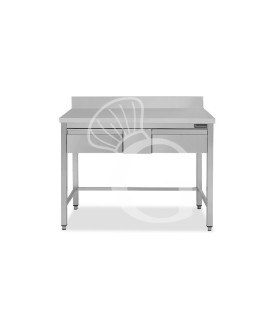 copy of Tavolo semplice in acciaio inox con 2 cassetti e misure L 1200 mm x P 800 mm x H 850 mm