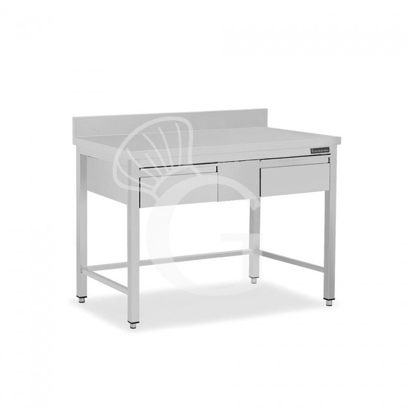 copy of Tavolo semplice in acciaio inox con 2 cassetti e misure L 1200 mm x P 800 mm x H 850 mm