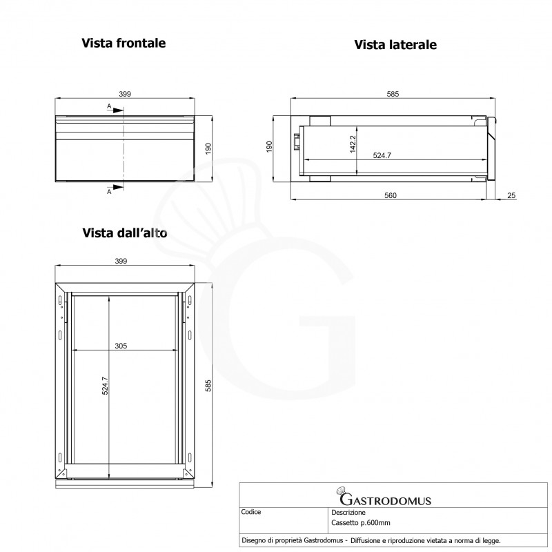 copy of Tavolo semplice in acciaio inox con 4 cassetti, alzatina e misure L 1800 mm x P 600 mm x H 850 mm