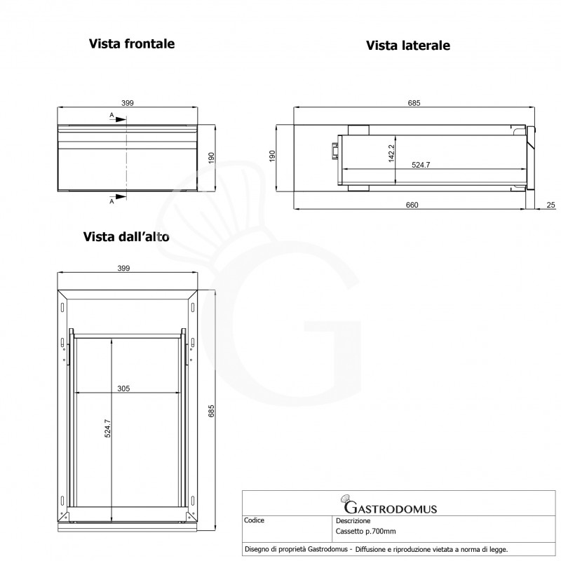 Edelstahltisch 2 Regalböden Aufsatz B 1000 mm x T 700 mm x H 950 mm