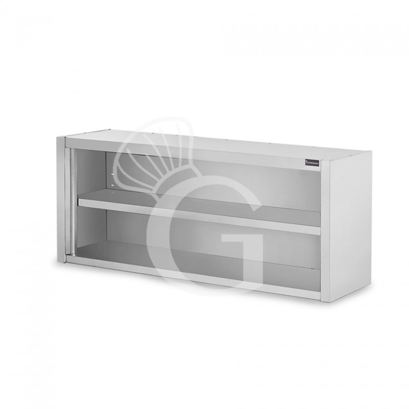Offener Wandhängeschrank, Edelstahl, 1 Zwischenboden, B 1400 mm x T 400 mm x H 660 mm