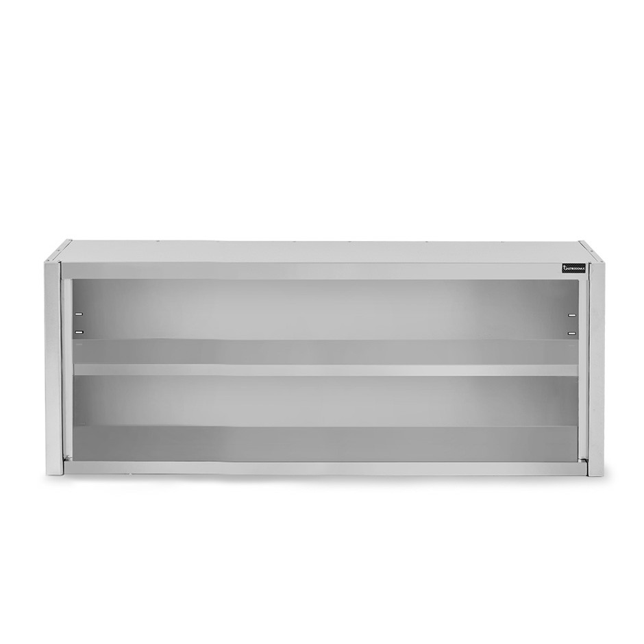 Offener Wandhängeschrank, Edelstahl, 1 Zwischenboden, B 2000 mm x T 400 mm x H 660 mm