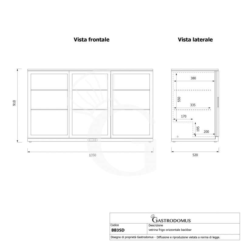 copy of Espositore refrigerato ventilato per bibite - capacità 133 LT - temp. +1° C/ + 10° C