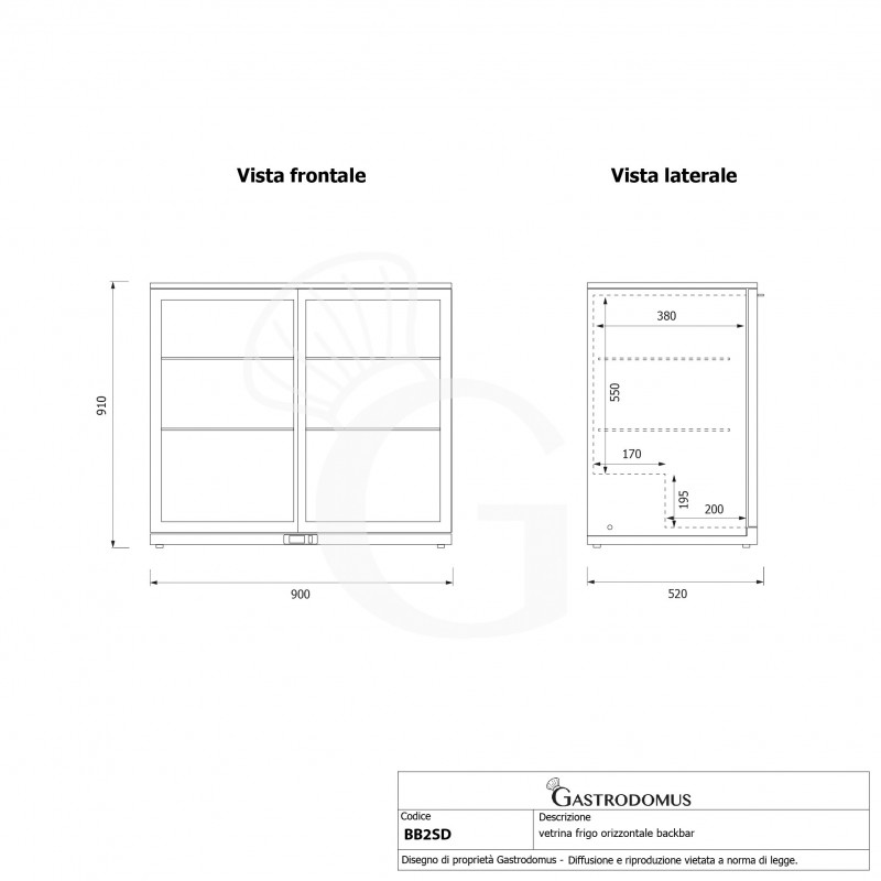 copy of Espositore refrigerato ventilato per bibite - capacità 133 LT - temp. +1° C/ + 10° C