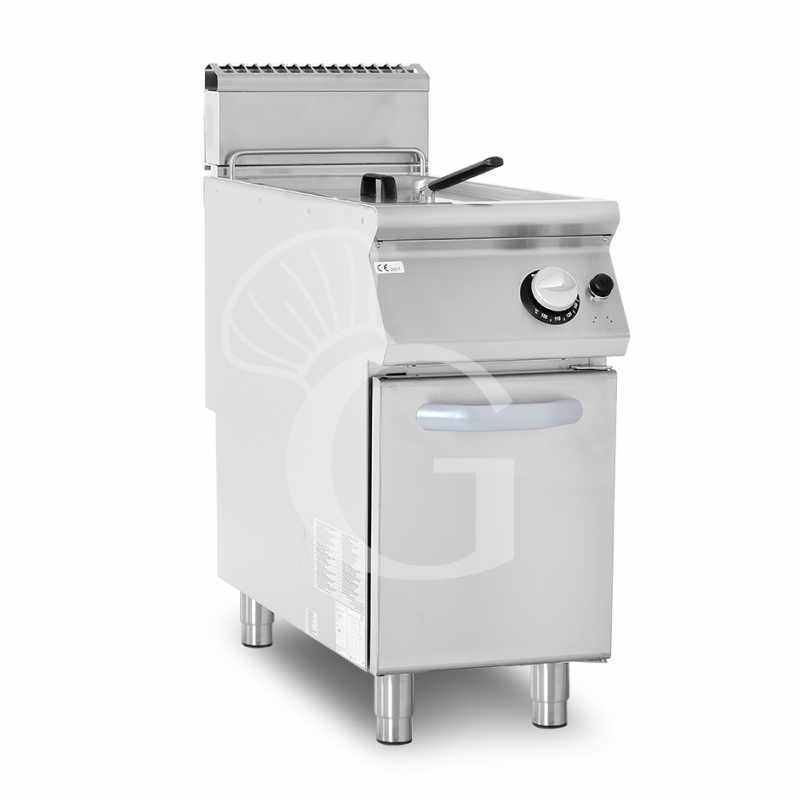Profi Gas-Fritteuse mit 1 Becken (22 Liter) und Schrank, Standgerät, 20 kW