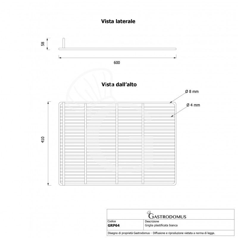 Kunststoffbeschichtetes Gitter, 600 mm x 400 mm