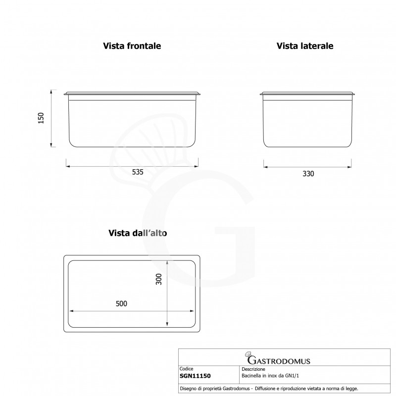 copy of Bacinella in acciaio inox GN 1/1 H 150 mm