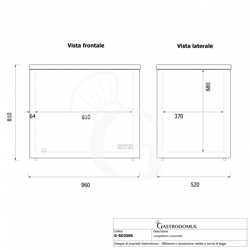 copy of Congelatore a pozzetto FULL OPTIONAL - 197 LT - temperatura -2° C/-18°C - classe A+
