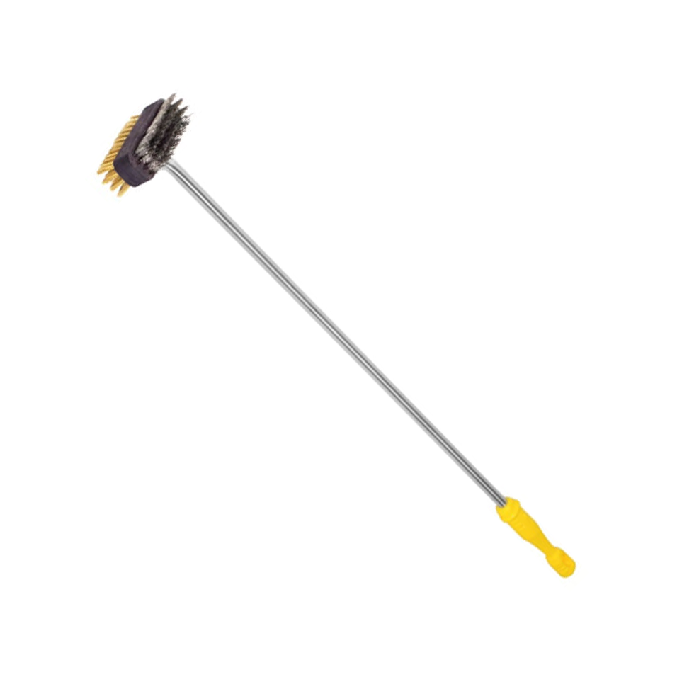Doppelbürste für Grillgitter, Edelstahl/Messing, B 120 mm x T 90 mm x H 900 mm