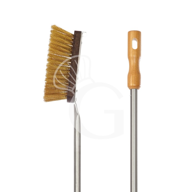 Pizzaofenbürste für Holz-Pizzaofen, Messing, B 50,5 mm x T 80 mm x H 1700 mm
