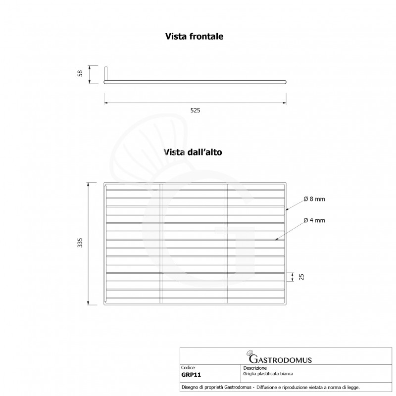 Plastifiziertes Tragrost GN 1/1 530 mm x 325 mm