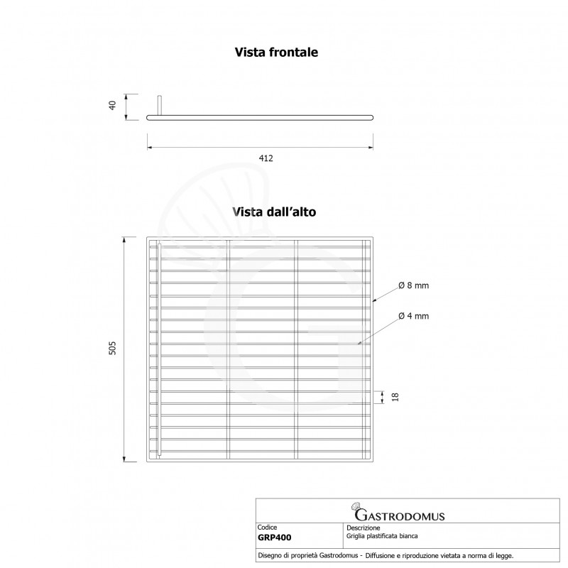 Kunststoffbeschichtetes Gitter, 505 mm x 415 mm