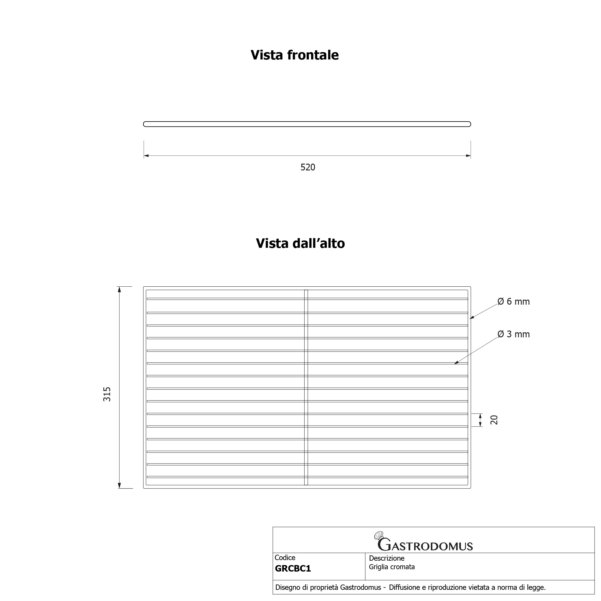 Verchromtes Gitter, B 520 mm x T 315 mm
